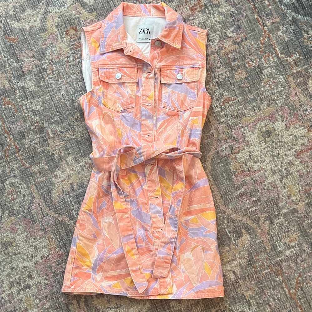 Zara Multicolor Sleeveless Belted Dress